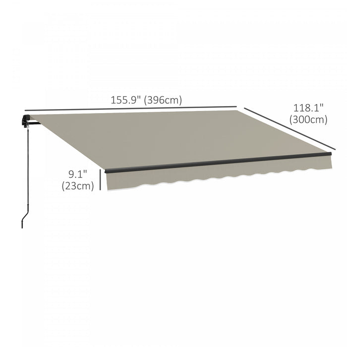 Outsunny 13' X 10' Patio Retractable Awning Sunshade Shelter, Light Grey