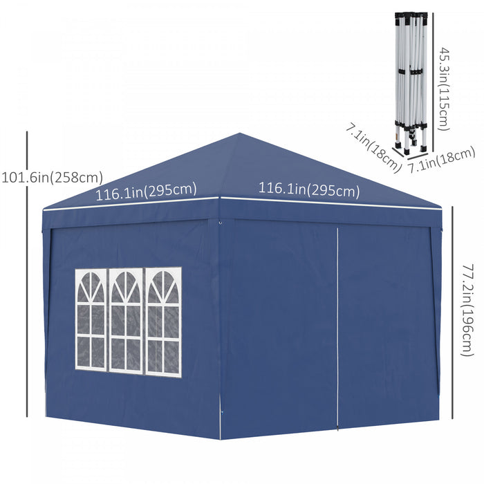 Outsunny 10'x10' Outdoor Pop Up Party Tent Gazebo Canopy With Carrying Bag (blue)