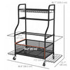 Soozier Sports Equipment Organizer, Rolling Garage Storage Rack with Wheels, Steel Home Gym Storage Cart with Dumbbell Rack, Ball Storage Holder, Baskets for Indoor Outdoor