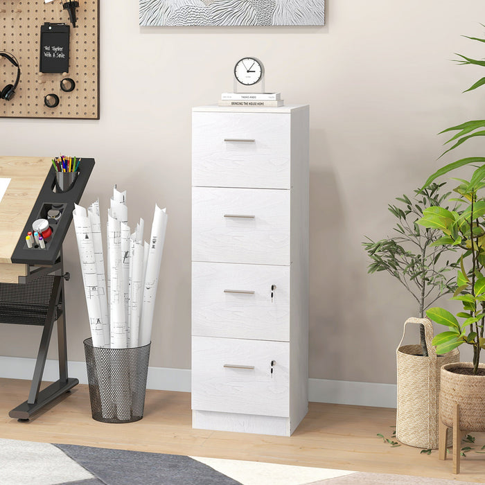 HOMCOM 4 Drawer File Cabinet Locking Filing Cabinet for A4 and Letter Size