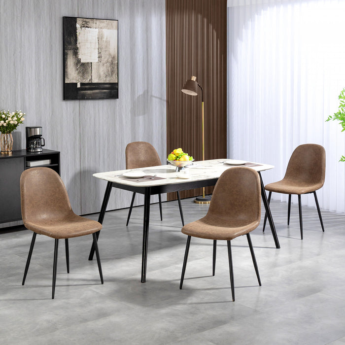 HOMCOM Retro Dining Chairs Set of 4 with PU Leather Upholstery, Steel Frame