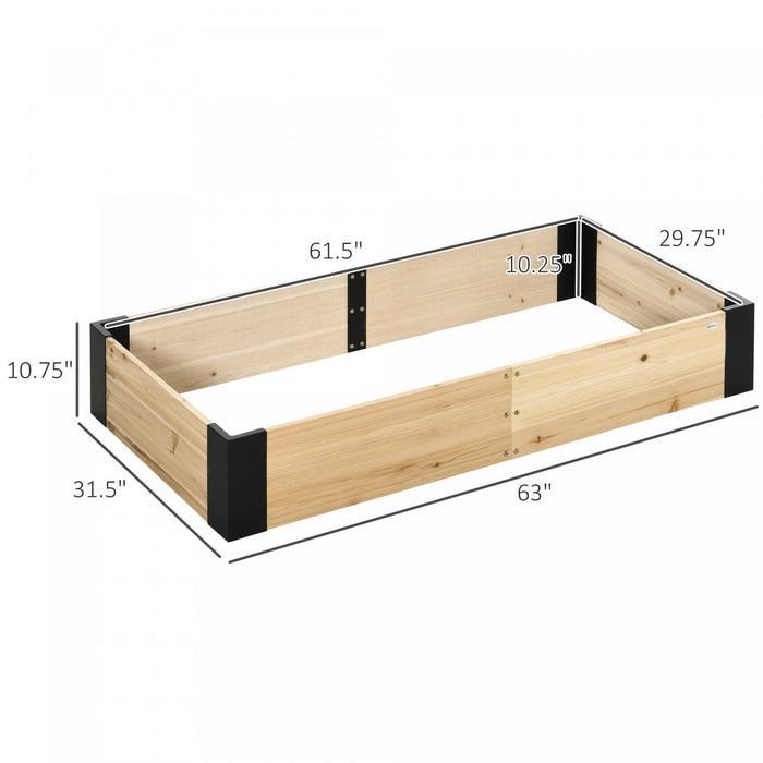 Outsunny 63\" X 32\" Raised Garden Bed With Metal Corner Bracket, Easy To Install Planter Box For Growing Vegetables, Flowers, Fruits, Herbs, And Succulents