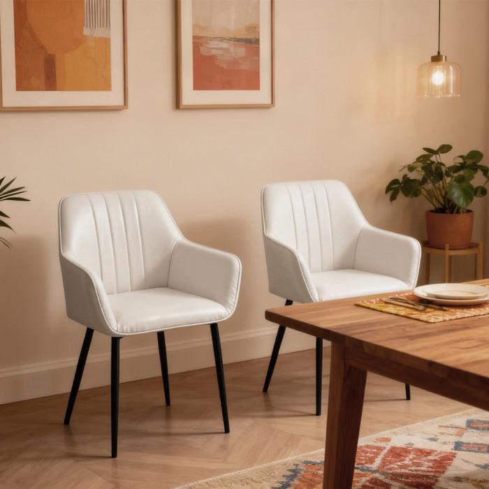 HOMCOM Dining Chairs Set of 2, Upholstered Accent Chairs with Metal Legs