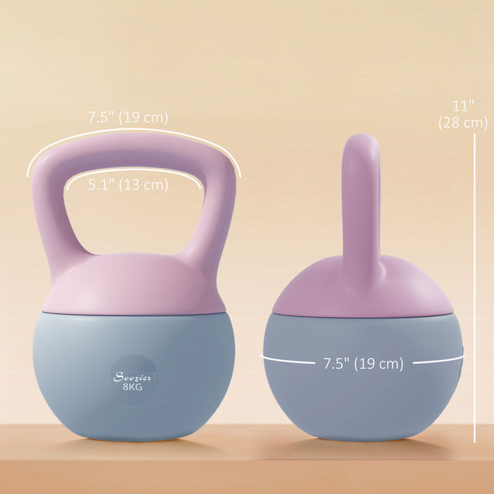 Soozier 18 lb Soft Kettlebell, Sand Filled Weight with Grip Handle, Solid Kettlebell Weight for Full Body Workout and Strength Training, Home Gym Equipment, Purple