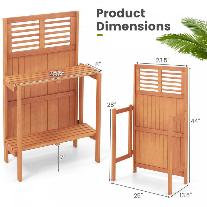 Costway Wood Potting Bench Waterproof Garden Table With 2-tier Open Storage Shelf
