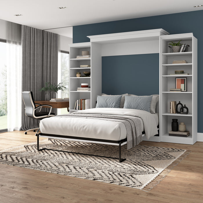 Bestar Versatile Queen Murphy Bed and Two Closet Organizers (115 W) - White