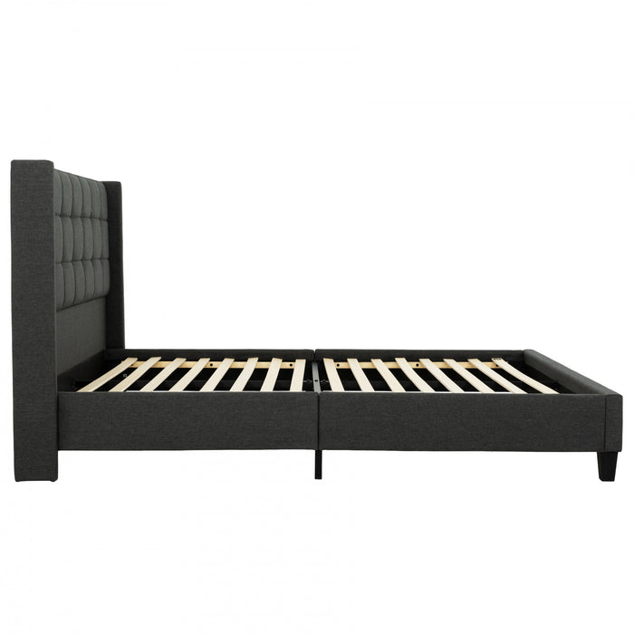 Wilder Grey Upholstered Wingback Platform Bed - Queen