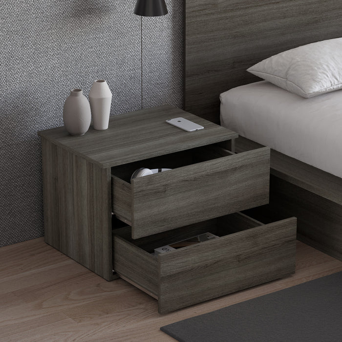 Nordika James Nightstand with 2-Drawers - Grey Oak