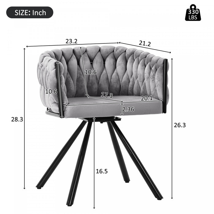 Amelia Velvet Swivel Dining Chairs with Tufted Upholstered and Metal Legs Set of 4, Grey