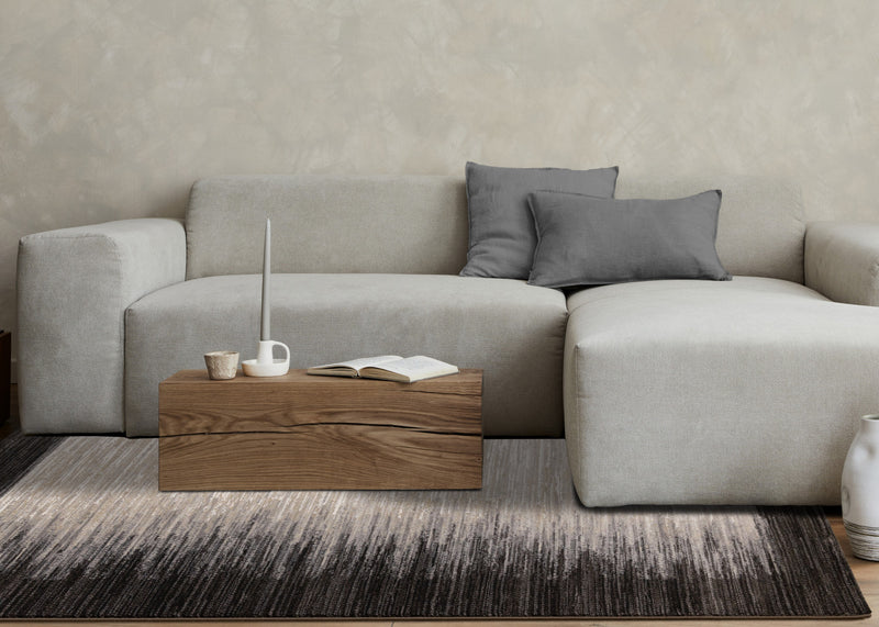 Amelia Dense Black Beige Border Area Rug - 7'10\" x 10'10\"