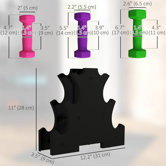 Soozier 20lb Dumbbells Set w/ Dumbbell Rack, 2 x 2lbs, 2 x 3lbs, 2 x 5lbs