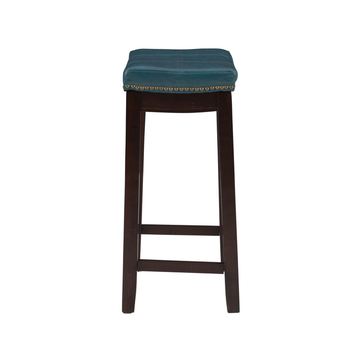 Claridge Faux Leather Backless Counter-Height Stool - Blue