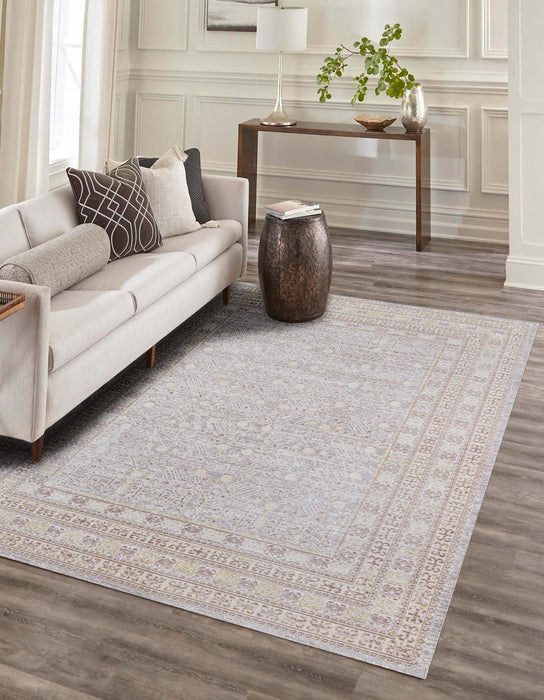 Valeria Traditional 9'3\" x 11'10\" Area Rug in Grey Indoor Area Rug