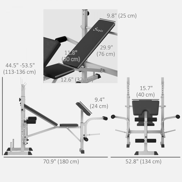 Soozier Adjustable Weight Bench Multi-function Bench Press Set, Grey