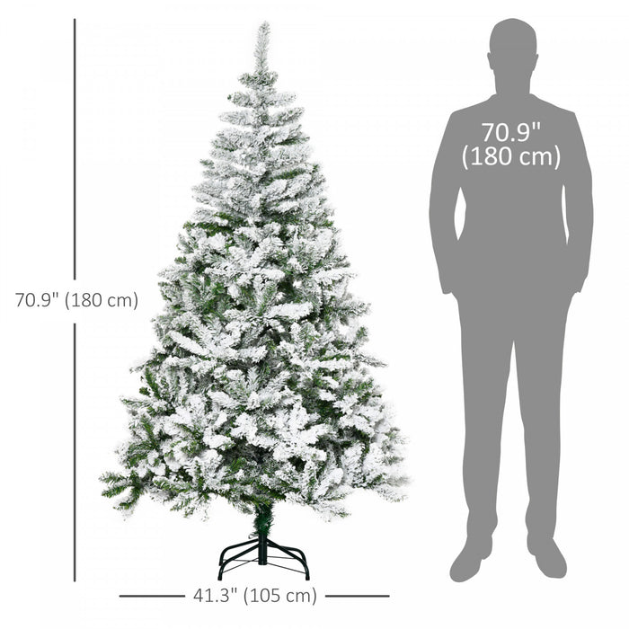 Homcom Snow Flocked Artificial Christmas Tree With Realistic Branches Tips