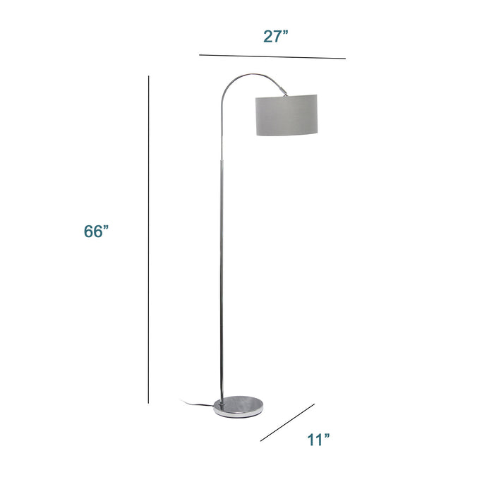 Arries Modern Arched Floor Lamp, Brushed Nickel &Silver, 66\"