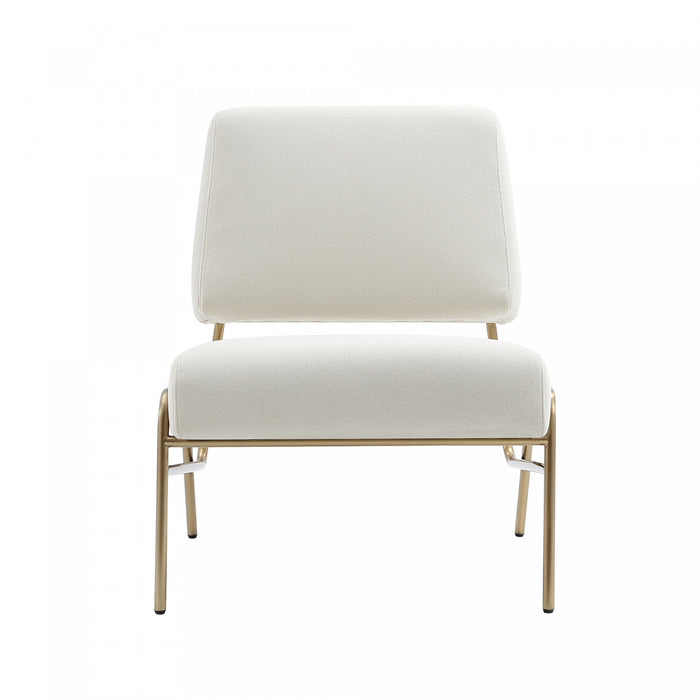 Serenity Contemporary Modern Metal Upholstered Lounge Chair in Ecru