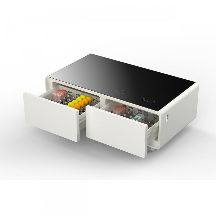Forno Evoluto Tavolo 51\" White Smart Coffee Table – Dual Refrigerator Drawers-FCTFR7006-51WHT