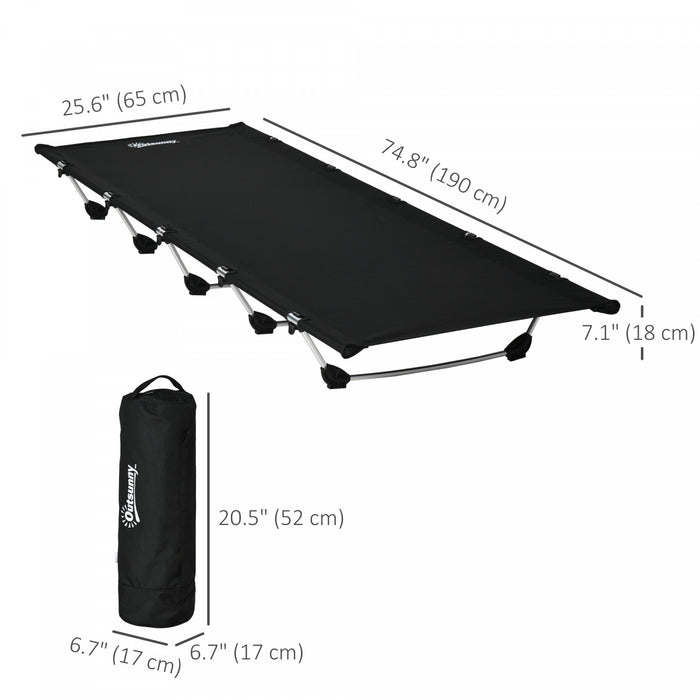 Outsunny Lightweight Camping Cot, Aluminium Folding Bed With Carry Bag