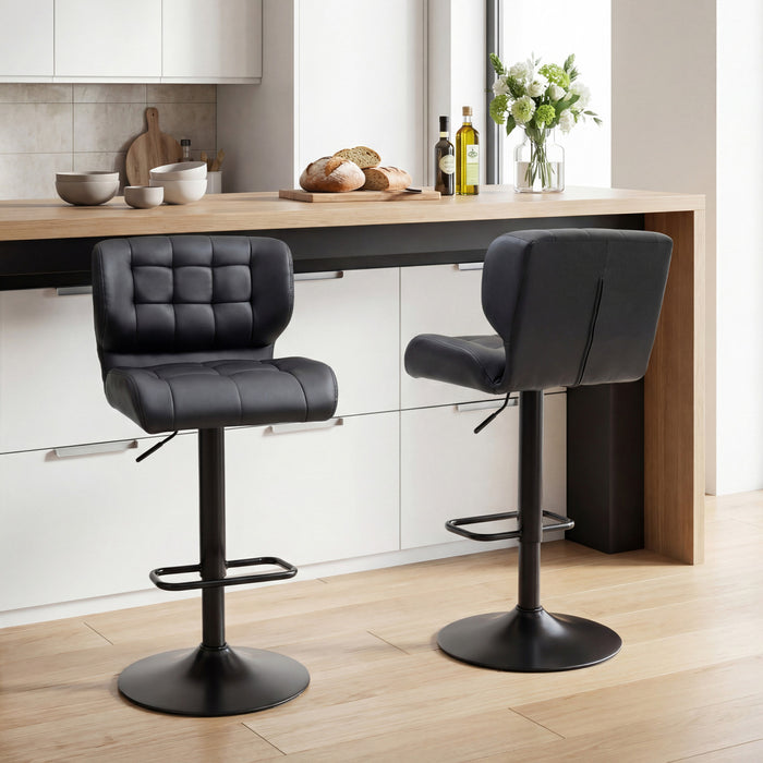 HOMCOM Adjustable Bar Stools Set of 2 with Footrest Back for Dining Room