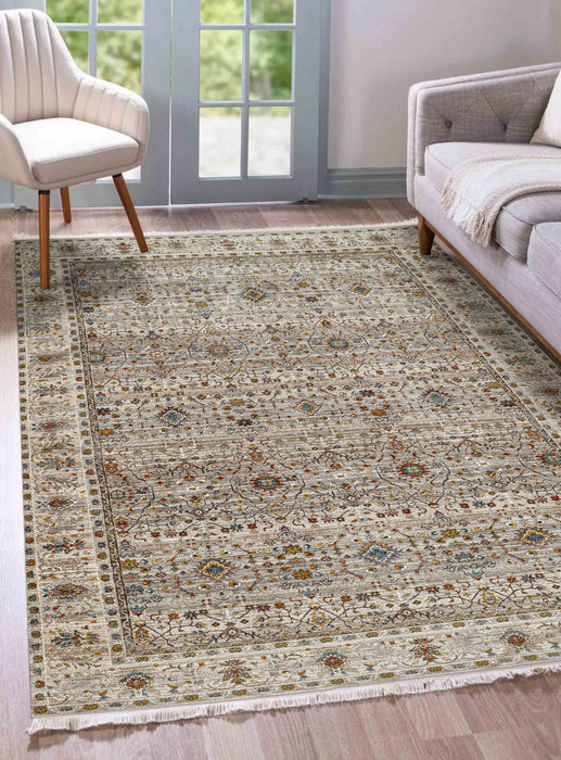 Zaina Traditional 5'0\" x 7'9\" Area Rug in Grey Indoor Area Rug