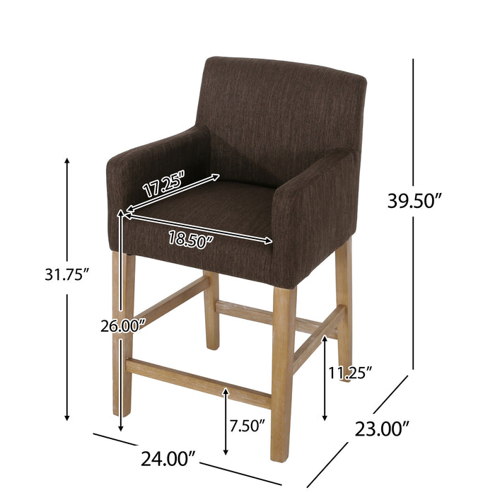 Gabrielle 26\" Seat Height Counter Stool With Upholstered Fabric And Solid Wood Legs,brown