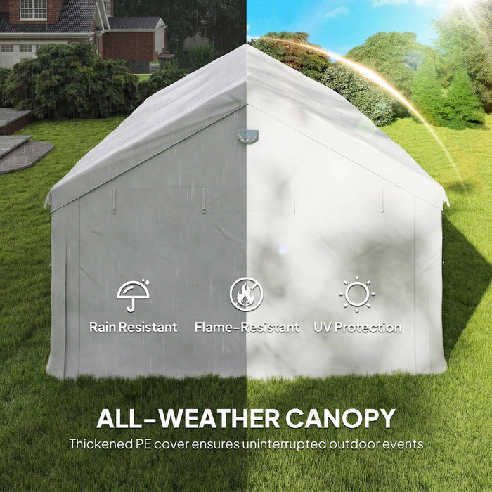 Outsunny 20' x 13' Party Tent, Heavy Duty Gazebo Canopy with Windows, White