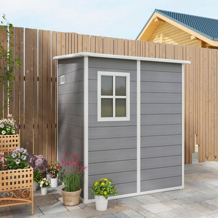 Outsunny 4 X 5ft Lean To Outdoor Storage Shed Plastic Garden Tool Storage