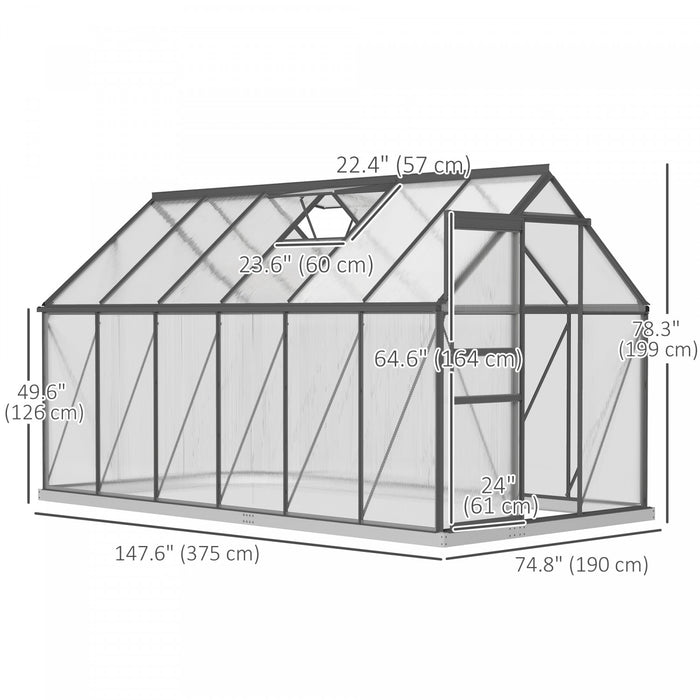 Outsunny 6' X 12' X 6.5' Polycarbonate Greenhouse Walk-in Green House