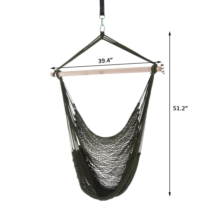 Outsunny Portable Hammock Chair, Hanging Woven Hammock Swing Chair Sleeping Bed For Outdoor Garden Yard Camping, Army Green