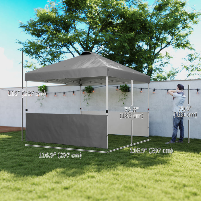 Outsunny 10' X 10' Pop Up Canopy Tent With 2 Half Sidewalls, Dark Grey