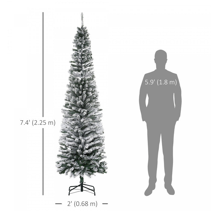 Homcom Snow Flocked Pencil Christmas Tree Slim Artificial Christmas Tree