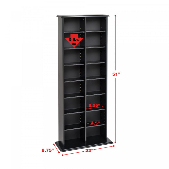 Double Multimedia Storage Tower - Black