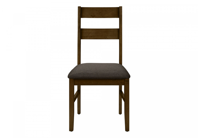 Dining Chair Set of 2 Dining Room Kitchen Brown Solid Wood Brown Fabric Transitional