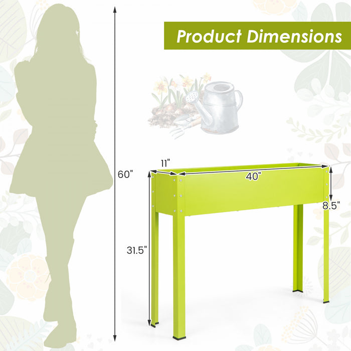 Costway 40\" Raised Garden Bed With Legs Metal Elevated Planter Box Drainage Hole Backyard Green