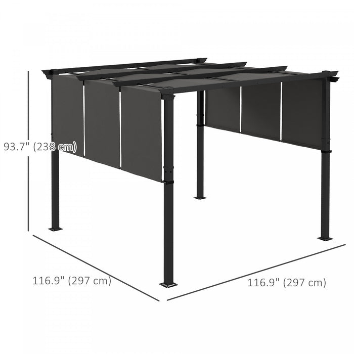 Outsunny 10' X 10' Metal Pergola With Retractable Canopy For Patio, Deck