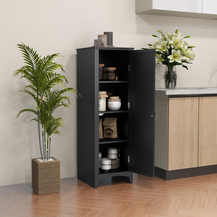 HOMCOM 4 Tier 48\" Kitchen Pantry Storage Cabinet with Adjustable Shelves