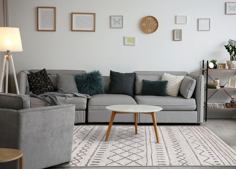 Emmett Grey Tribal Inspired Frieze Rug, 5'3\" x 7'7\" Indoor Area Rug