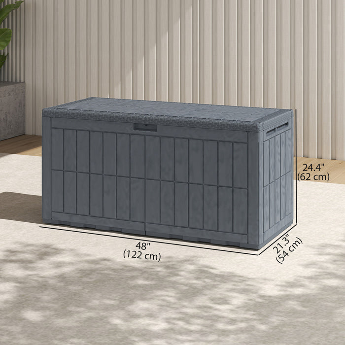 Outsunny 100 Gallon Resin Deck Box, Lockable Outdoor Storage Box