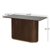 Jett 63 Inch Modern Industrial Dining Table with MDF & Iron Pedestal Base, Brown | Table a manger industrielle moderne Jett 63 pouces avec base piedestal MDF et fer, brun
