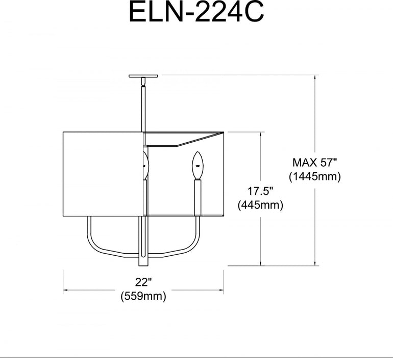 Dainolite Eleanor 4 Light Chandelier Matte Black Black/White Shade Lamp
