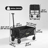 Outsunny Collapsible Folding Wagon Cart, Heavy Duty Outdoor Utility Garden Cart with Universal Wheels and Adjustable Handle for Sports, Camping, Shopping, Black