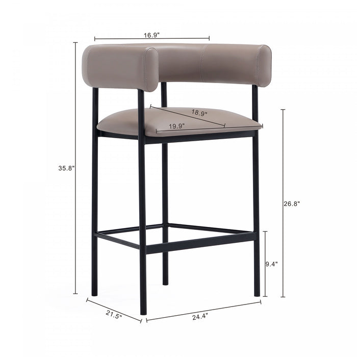 Onda Contemporary Vegan Leather Metal Counter Stool in Taupe