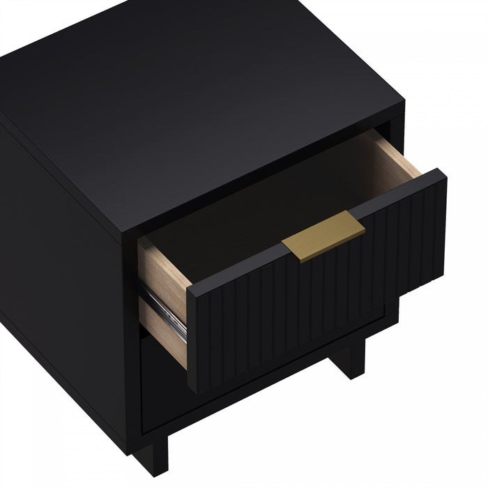 Elara Contemporary 18\" Solid Wood Nightstand in Black (2-Drawer)