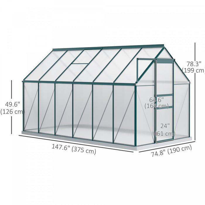 Outsunny 6' x 12' x 6.5' Polycarbonate Greenhouse Walk-in Green House