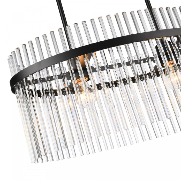 Ava 2 Light Chandelier, Black With Glass Rods
