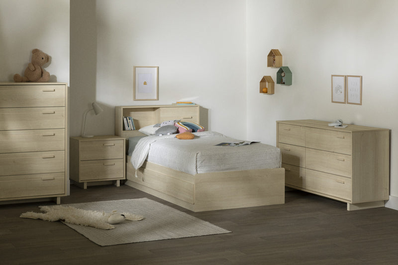 Noah 3-Drawer Mates Bed Bleached Oak - South Shore Twin Bed