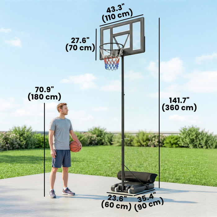 Soozier Portable Basketball Hoop Stand Outdoor, 4.4–10 ft Easy Adjustable