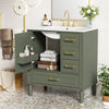 Emerson 30 Inch Bathroom Vanity with Ceramic Sink and Three Drawers, Olive Green | Emerson Meuble de salle de bain 30 pouces avec vasque en ceramique et trois tiroirs, Vert olive