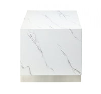 Aphrodite End Table, White Faux Marble & Silver 